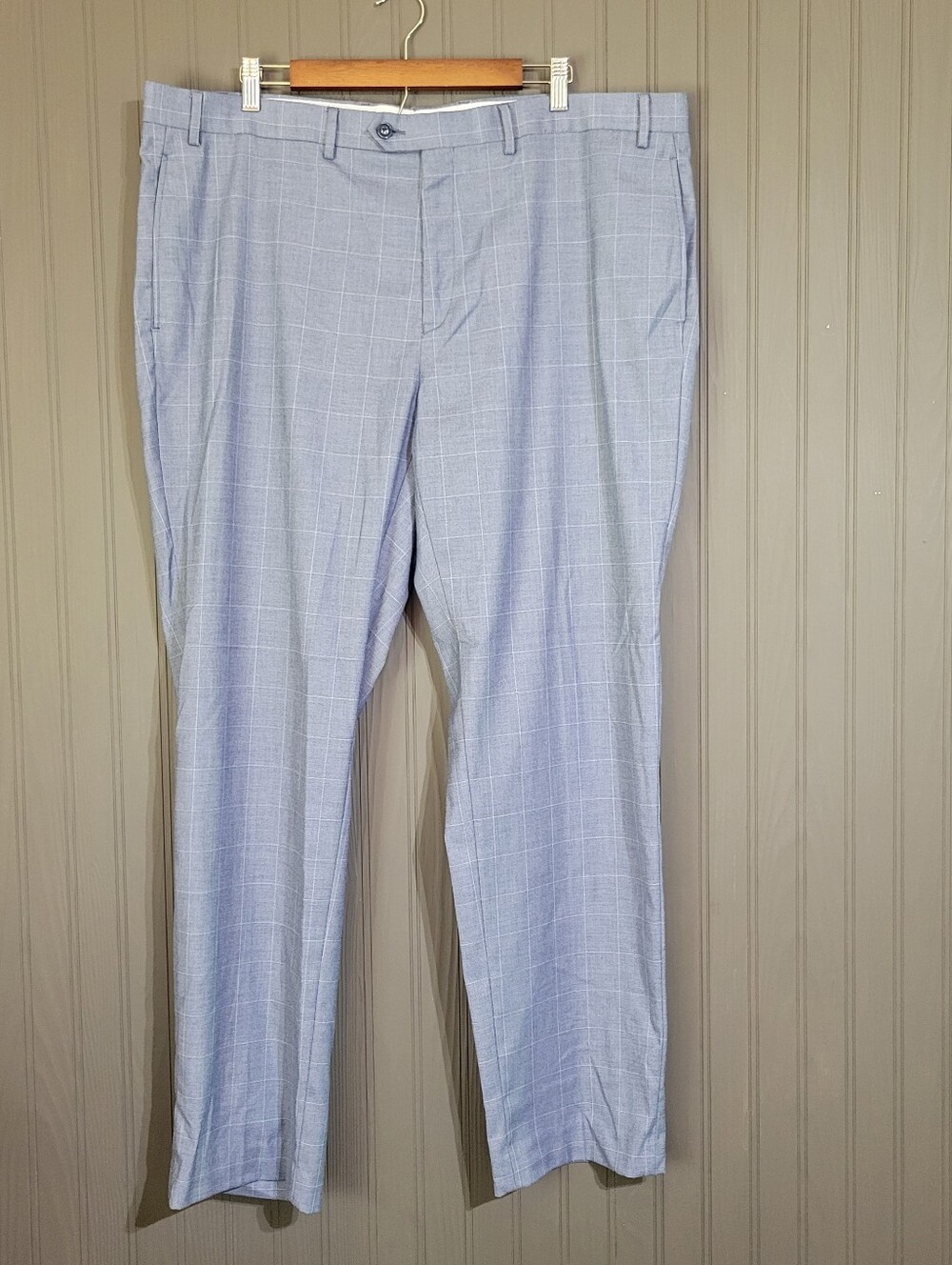 Michael Kors Flat Front Dress Pants Windowpane Plaid Blue Men's 42x32